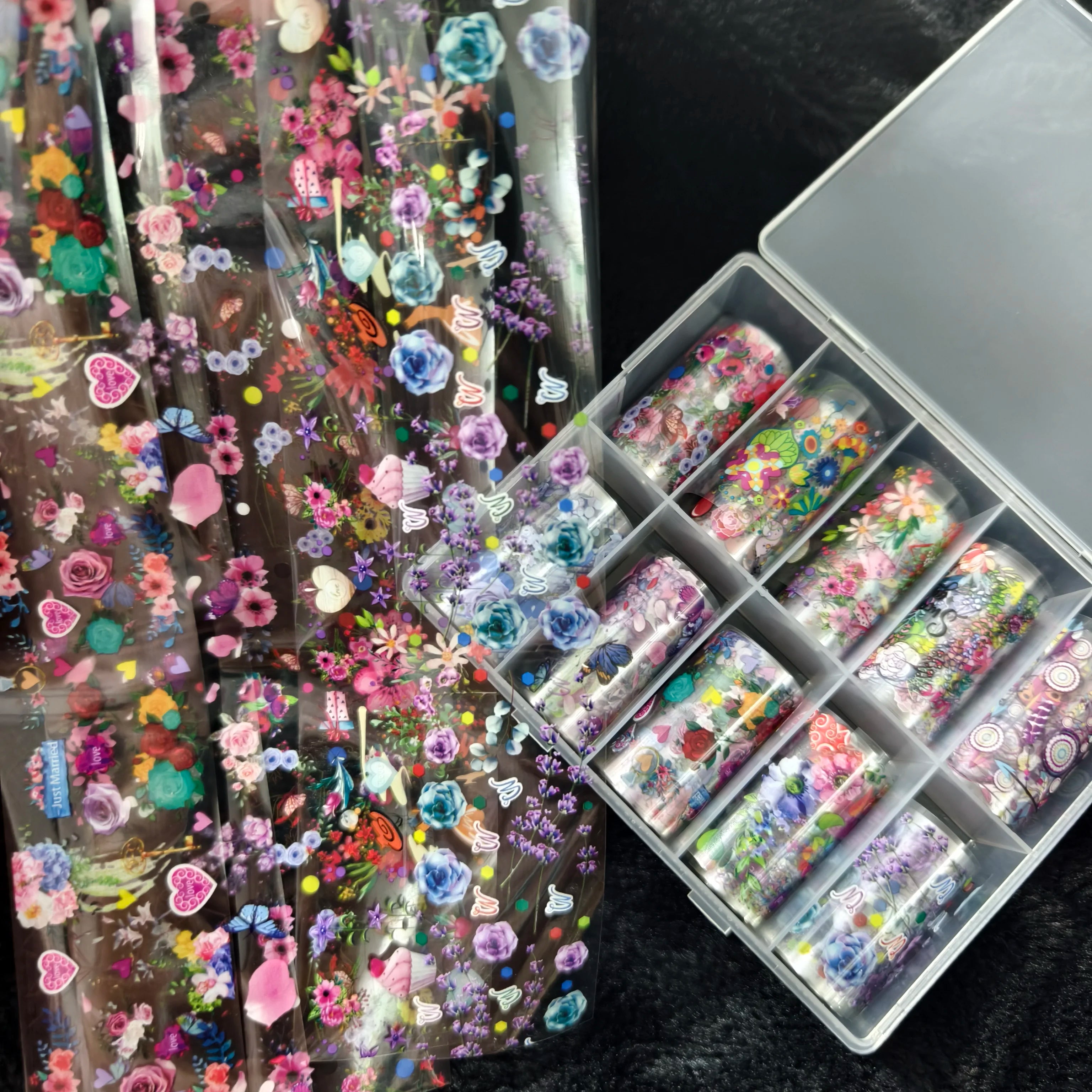 10Rolls Halloween Flower Plaid Angel Marble Bow Nail Foils Transfer Paper Nail Art Stickers Decal Nails Decoration