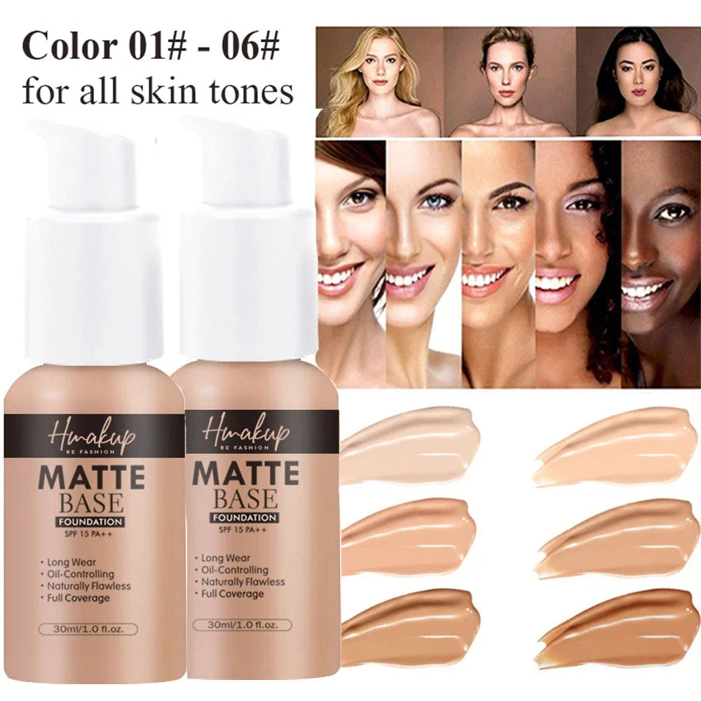 30ml SEPORA 6 Colors Matte Liquid Foundation Oil Control Waterproof Full Coverage Facial Natural Concealer Base Makeup Cosmetics