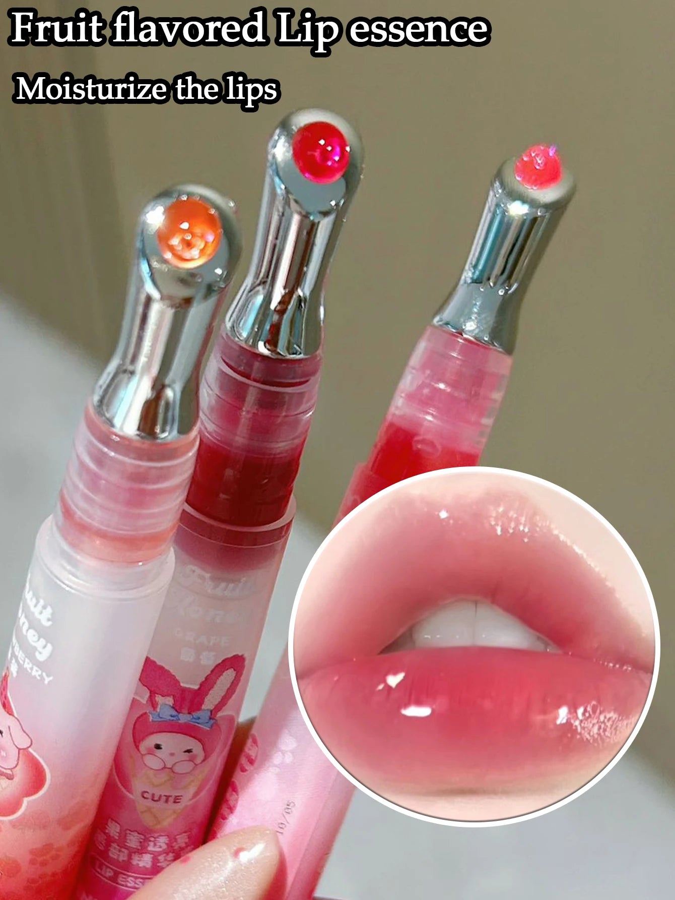 Pinkyfocus Fruit Honey Brightening Lip Essence Oil - Moisturizing, Anti-Dry & Crack, Conceals Lip Lines for Plump Lips