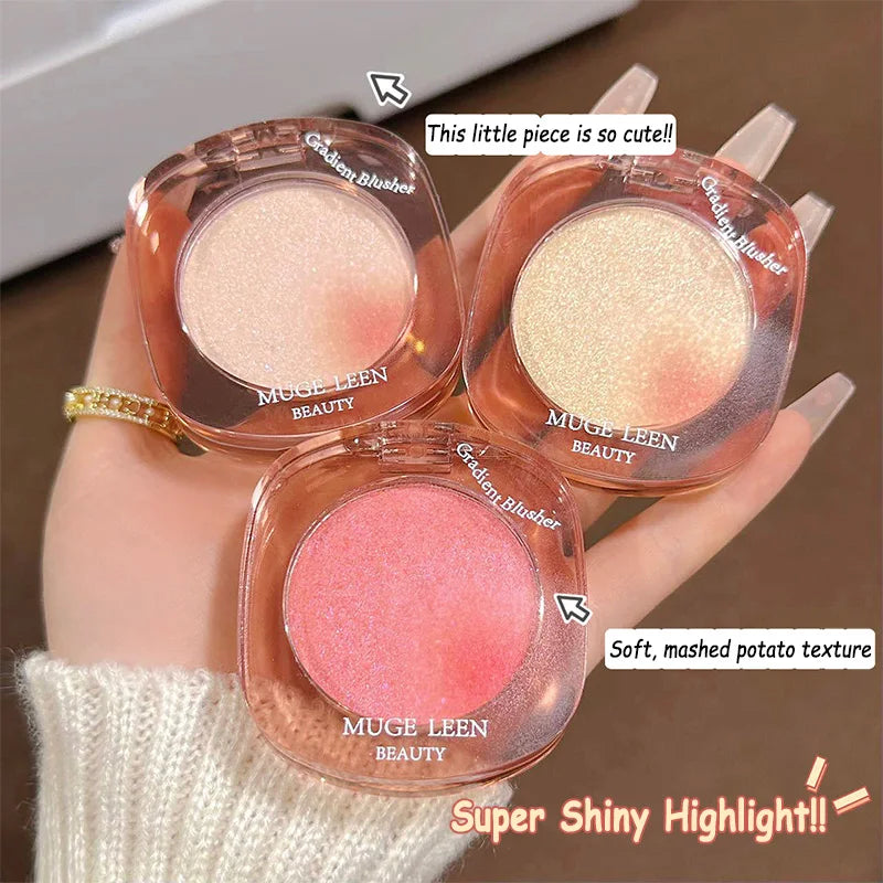 Vientiane Highlighter Powder Palette, with Fine Shimmer and Diamond-like Highlights and Contour Powder,Creamy Mousse Texture