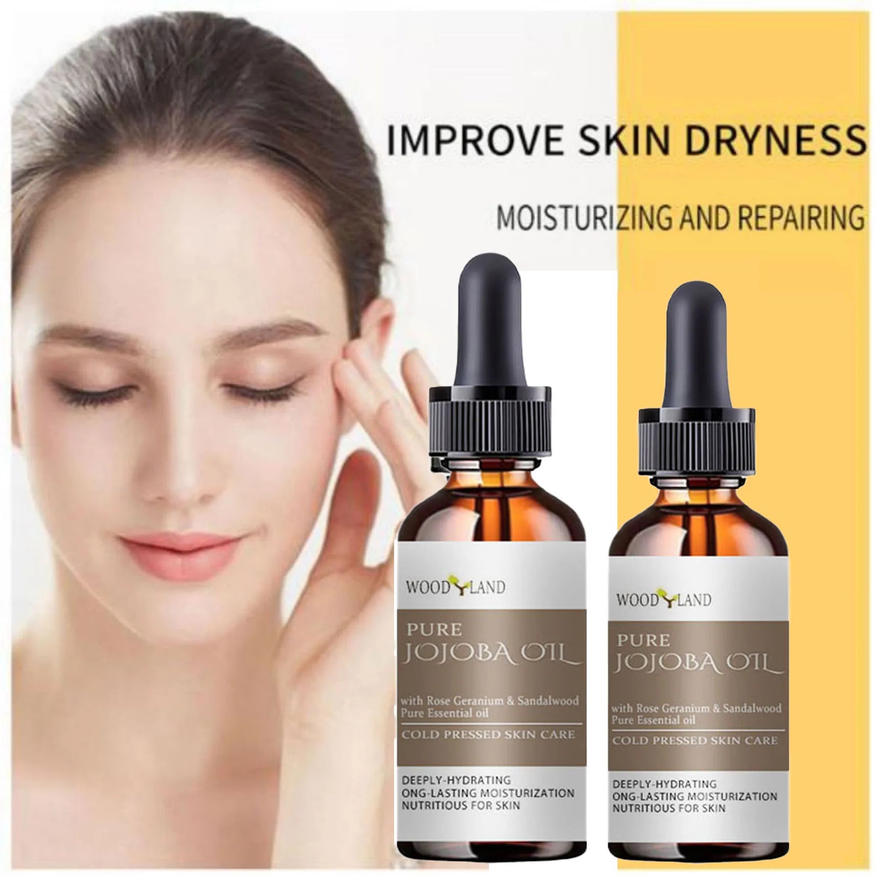PURE JOJOBA OIL with Rose Geranium Sandalwood IMPROVE SKIN DRYNESS MOISTURIZING AND REPAIRING