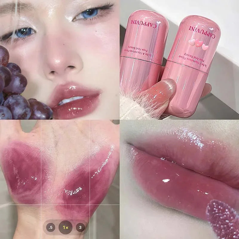 Lasting Waterproof Moisturizing Plump Lip Gloss Mirror Effect Lip Color Water Gloss Ice Clear Peach Pink Lip Glaze Korean Makeup