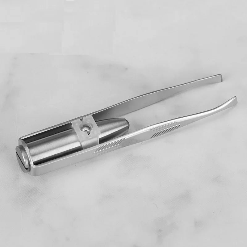 1/2pcs Eyebrow Tweezer with LED Light Smart Design Precision Eyelash Hair Remove Stainless Steel Tweezers Portable Makeup Tools