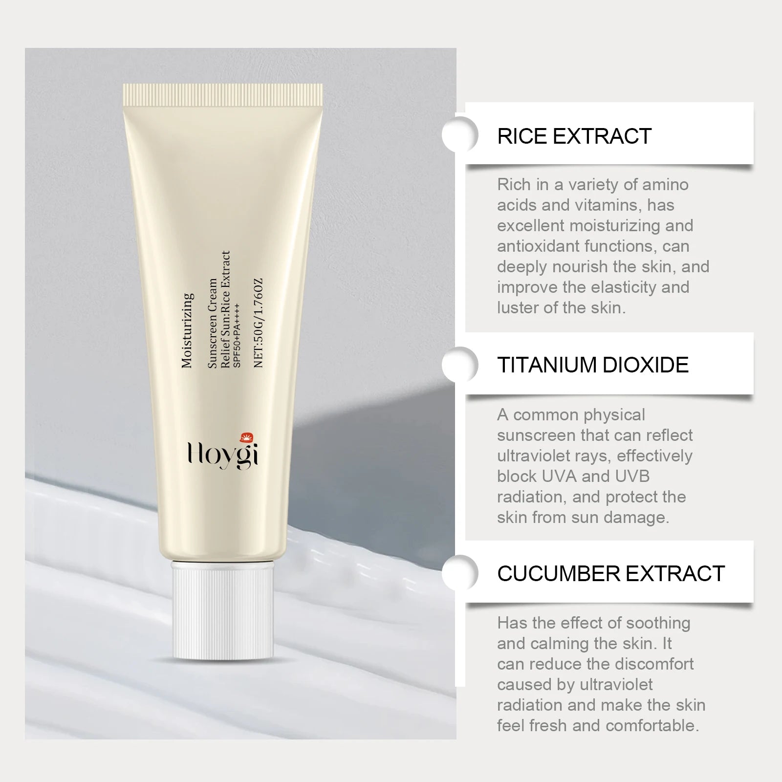 Moisturize Sunscreen Cream SPF 50+ Non greasy Prevent UV Lasting Hydrating Soothing Smoothing Face Sunscreen Cream for Summer