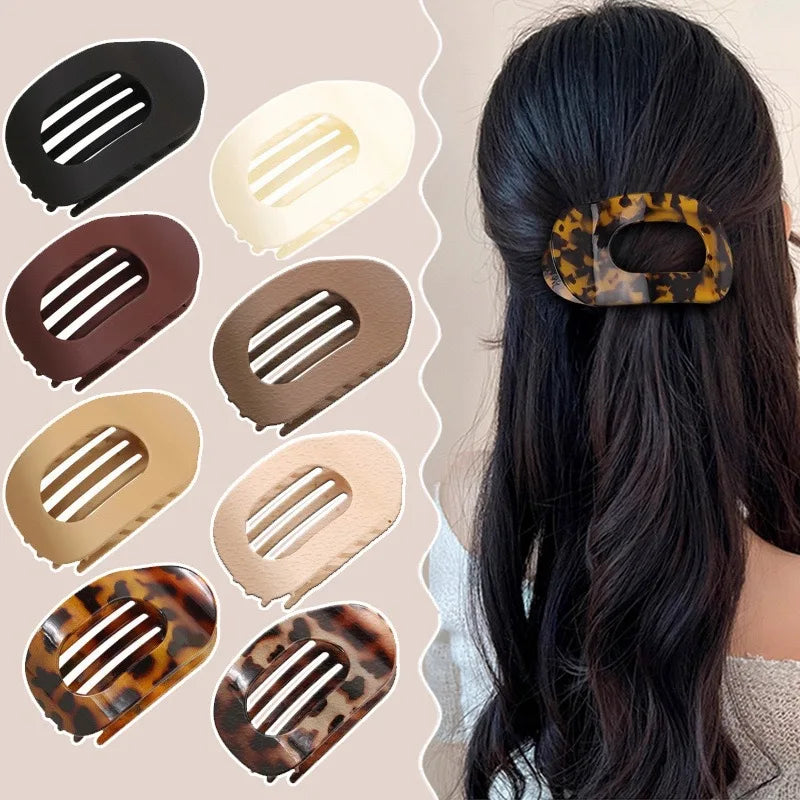2PCS Flat Elliptical Hair Clips, Duckbill Clips with Strong Grip, Simple Hair Accessories for Updo Hairstyles at the Back of the