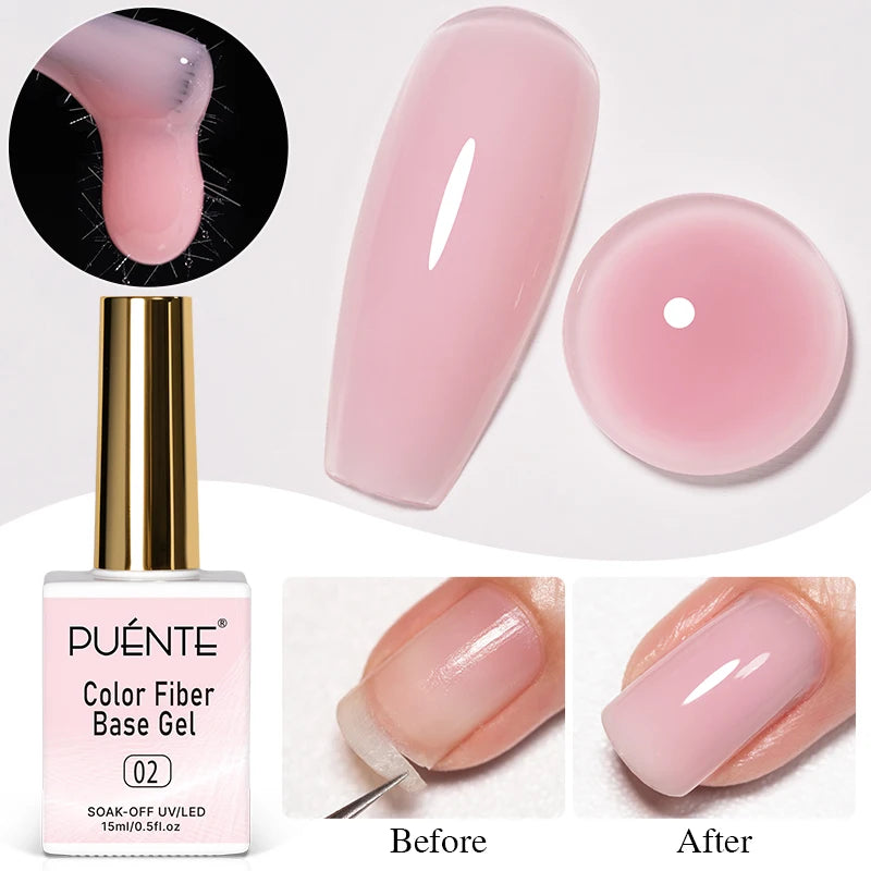 PUENTE 15ML Vitamin E Base Coat Gel Nail Polish For Soft Thin Breaking Nails Strengthen Soak Off UV Gel Varnish For Nail Care