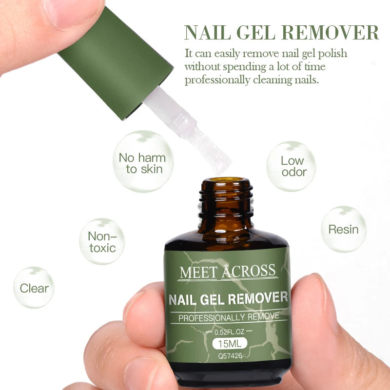 MEET ACROSS 15ml Magic Nail Gel Remover Just 3-5 Minutes Easy to Remover Function Nail Gel Polish Cleaner Nail Art Manicure