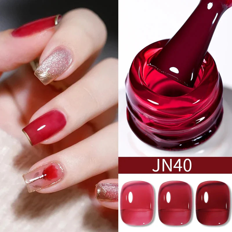 BORN PRETTY 10ml Blood Red Jelly Gel Nail Polish Halloween Nails Art Gel Polish Sheer Translucent Nail Gel for Winter Manicure
