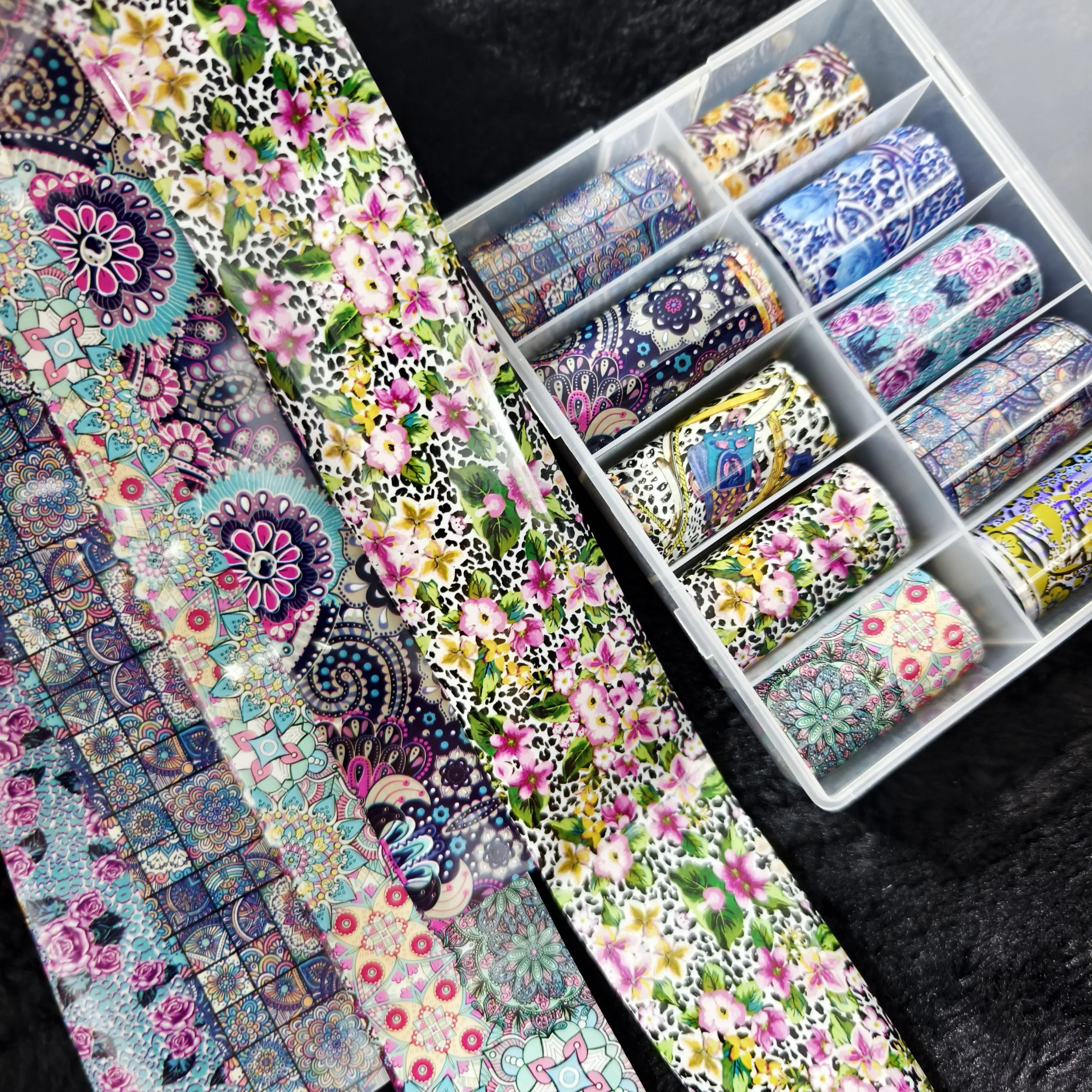 10Rolls Halloween Flower Plaid Angel Marble Bow Nail Foils Transfer Paper Nail Art Stickers Decal Nails Decoration