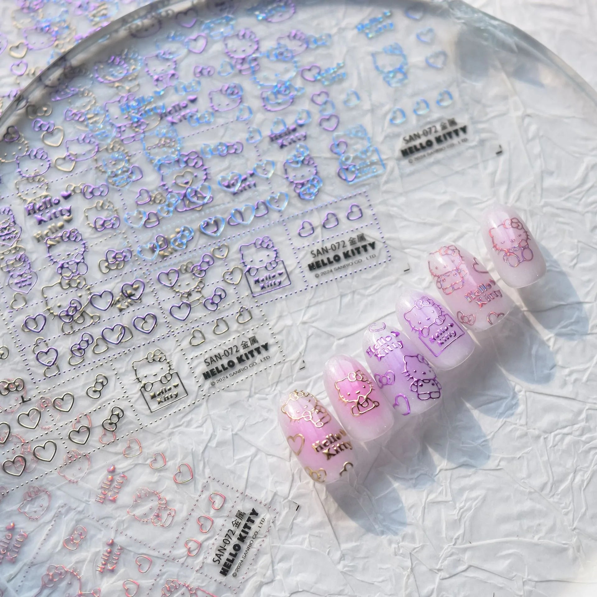 1PCS New Color Laser Hello Kitty Cartoon 5D Nail Stickers Sanrio Cinnamoroll Pochacco Nail Art Supplies DIY Nail Art Stickers