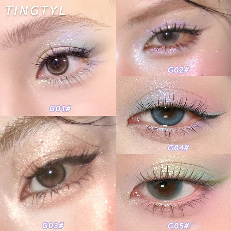 4-Color Pearlescent Highlighters Chameleon Polarized Glitter Diamond Eye Brightening Full Shimmer Highlight Palette Eyes Makeup