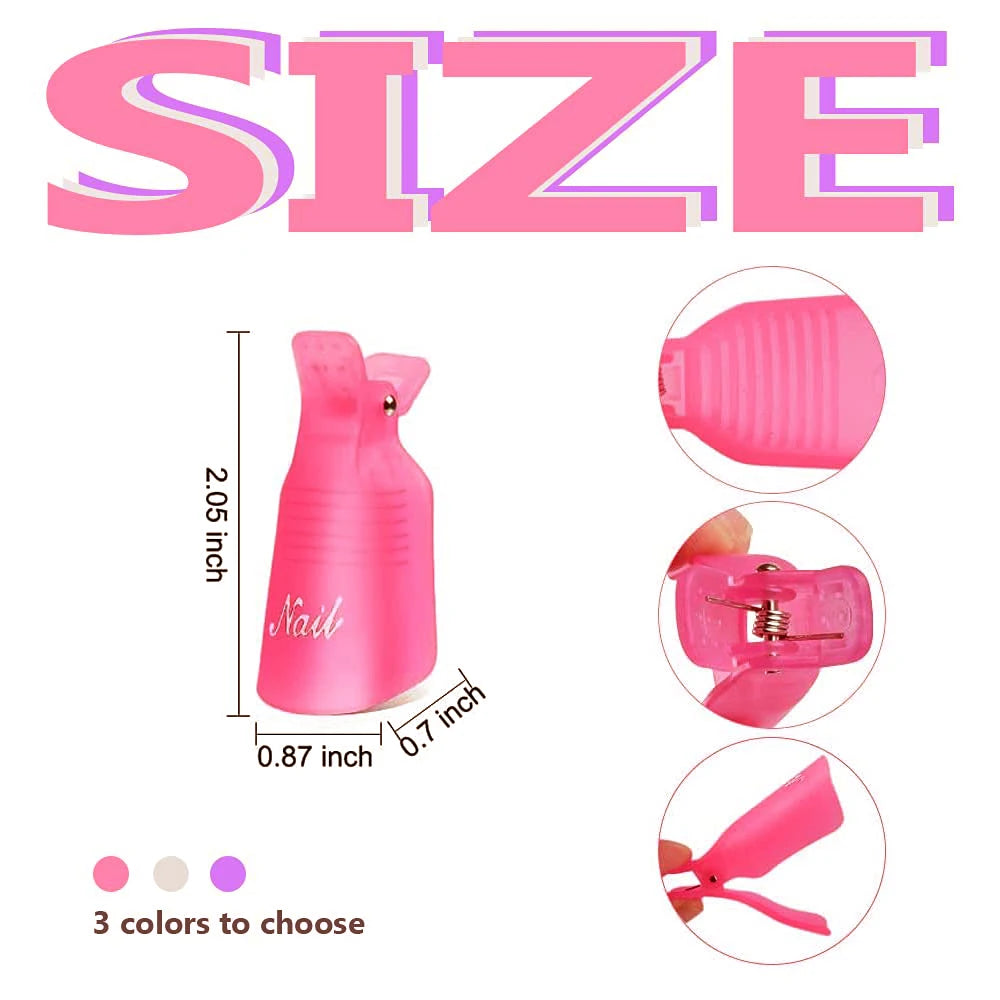 Acrylic Nail Polish Remover Clips, 10 Pieces Reusable Toenail and Finger Gel Nail Polish Remover Clips.