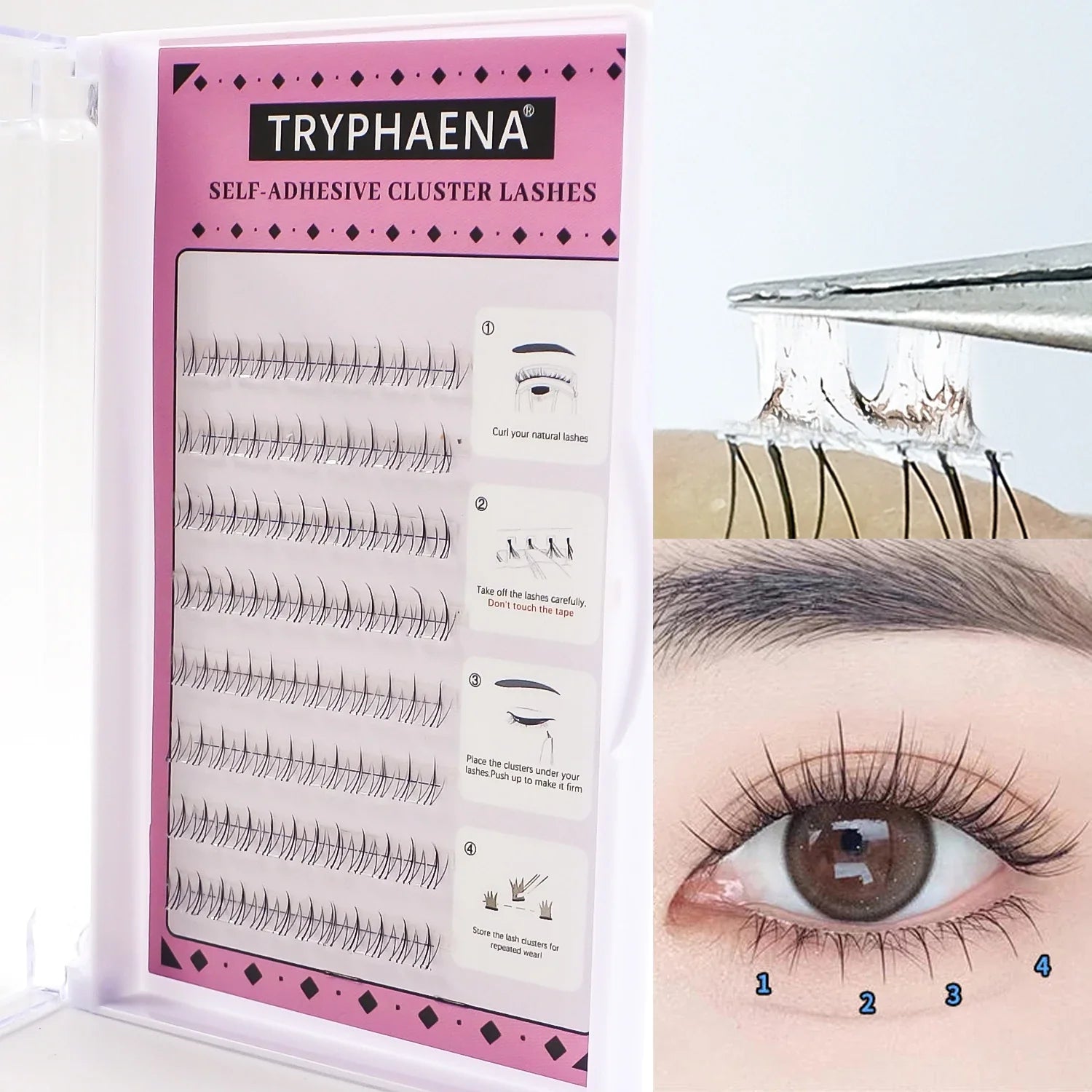 Self Adhesive Bottom Lashes No Glue Needed Reusable Under Eyelash Korean / Makeup DIY Individual Manga Lash Clusters