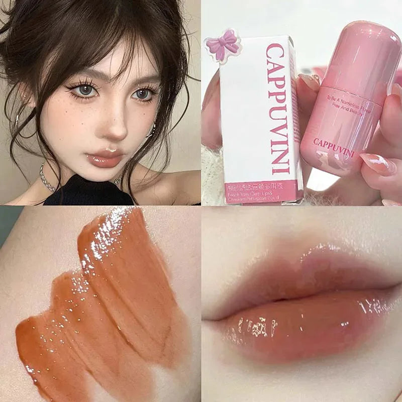 Lasting Waterproof Moisturizing Plump Lip Gloss Mirror Effect Lip Color Water Gloss Ice Clear Peach Pink Lip Glaze Korean Makeup