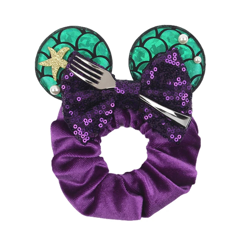 Women Ears Hair Scrunchies Velvet Hairbands For Girls Sequins Bows Headband Women Trip DIY Accessories Mouse Party Decor
