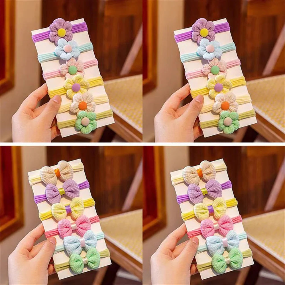 12PCS New Cut Hair Ties Princess Sweet Flower Bow Girls Women Elastic Hair Bands Hair Accessories Headwear
