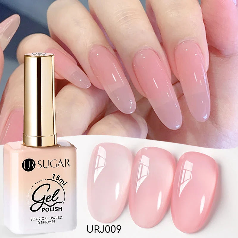 UR SUGAR 15ml Jelly Nude Gel Nail Polish Light Pink Translucent Color Soak Off UV LED Gel Varnish Nail Art DIY Fashion Manicure