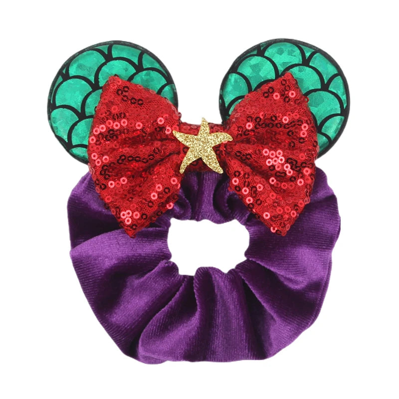 Women Ears Hair Scrunchies Velvet Hairbands For Girls Sequins Bows Headband Women Trip DIY Accessories Mouse Party Decor