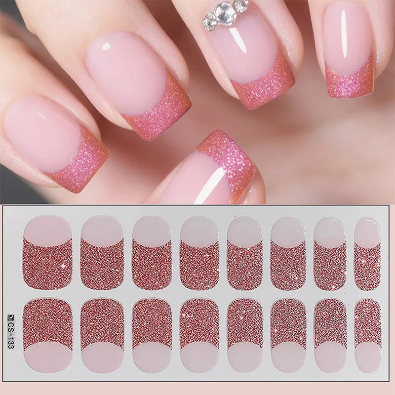 Full Cover Nail Stickers Fashion Nail Polish Nail Decoration Sparkling Glitter Self Adhesive Manicure Designer Nail Art Sticker