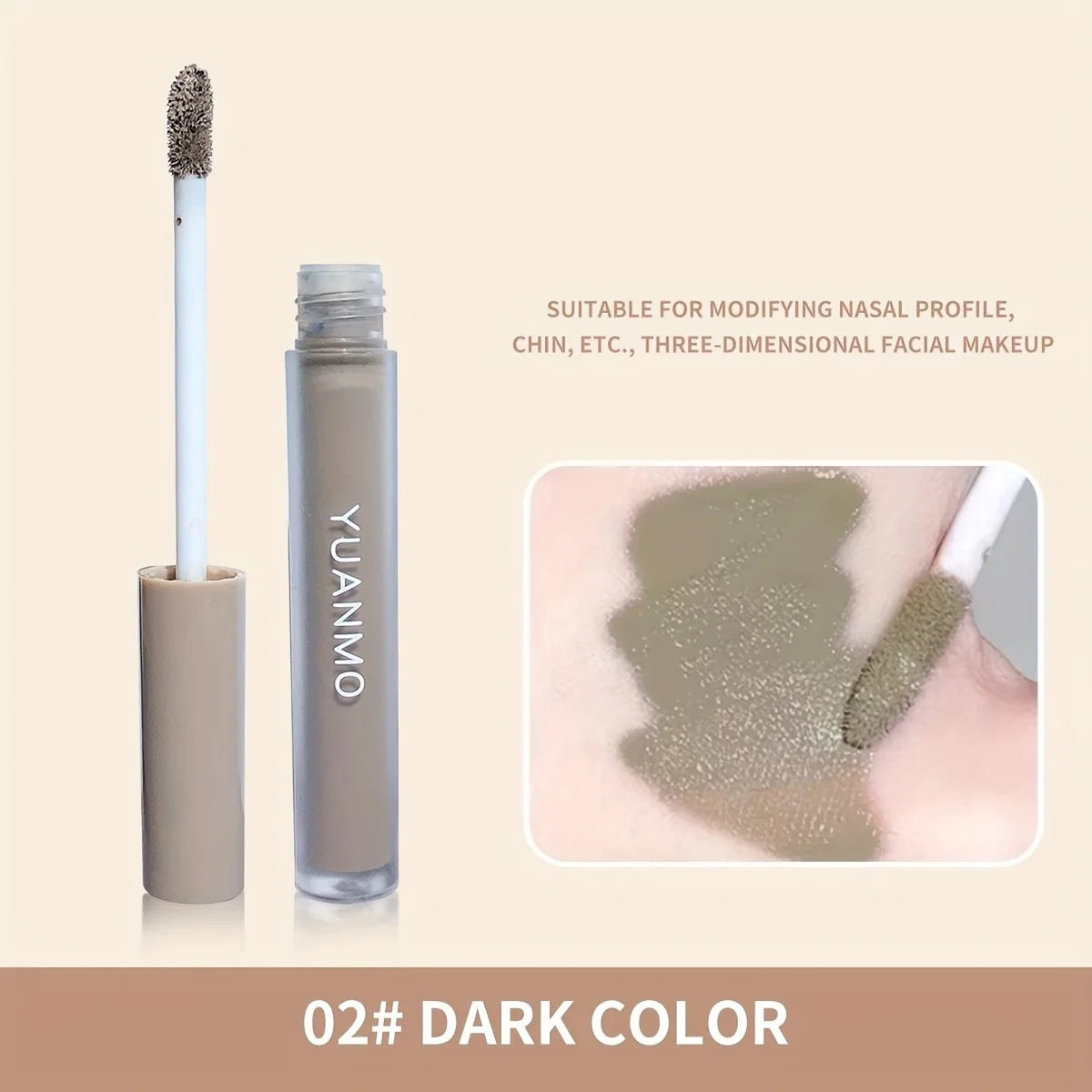 YUANMO 2-Color Contour & Highlight Liquid Set - Gray Shadow Contouring & Brightening Liquid, Long-Lasting Blendable Face Makeup
