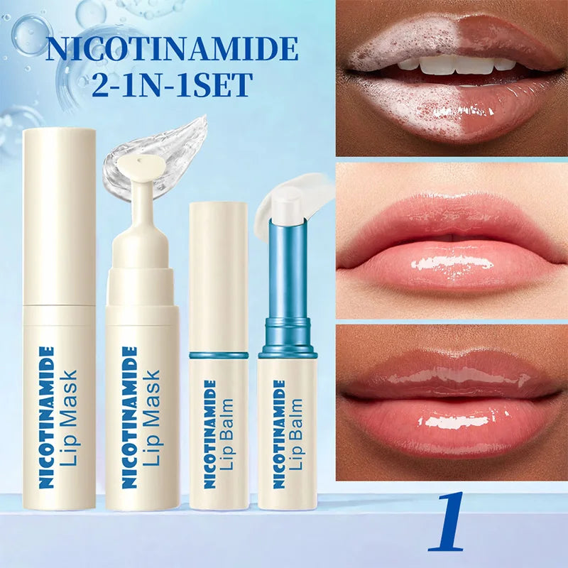 Dk'De Lip Balm+Lip Mask 2in1 Set | Moisturizing, Soothing, and Long-Lasting Hydration | 3 Colors Available for Selection | Night Repair Lip Wrinkle Reduction | Daytime Lip Care to Prevent Chapped Lips