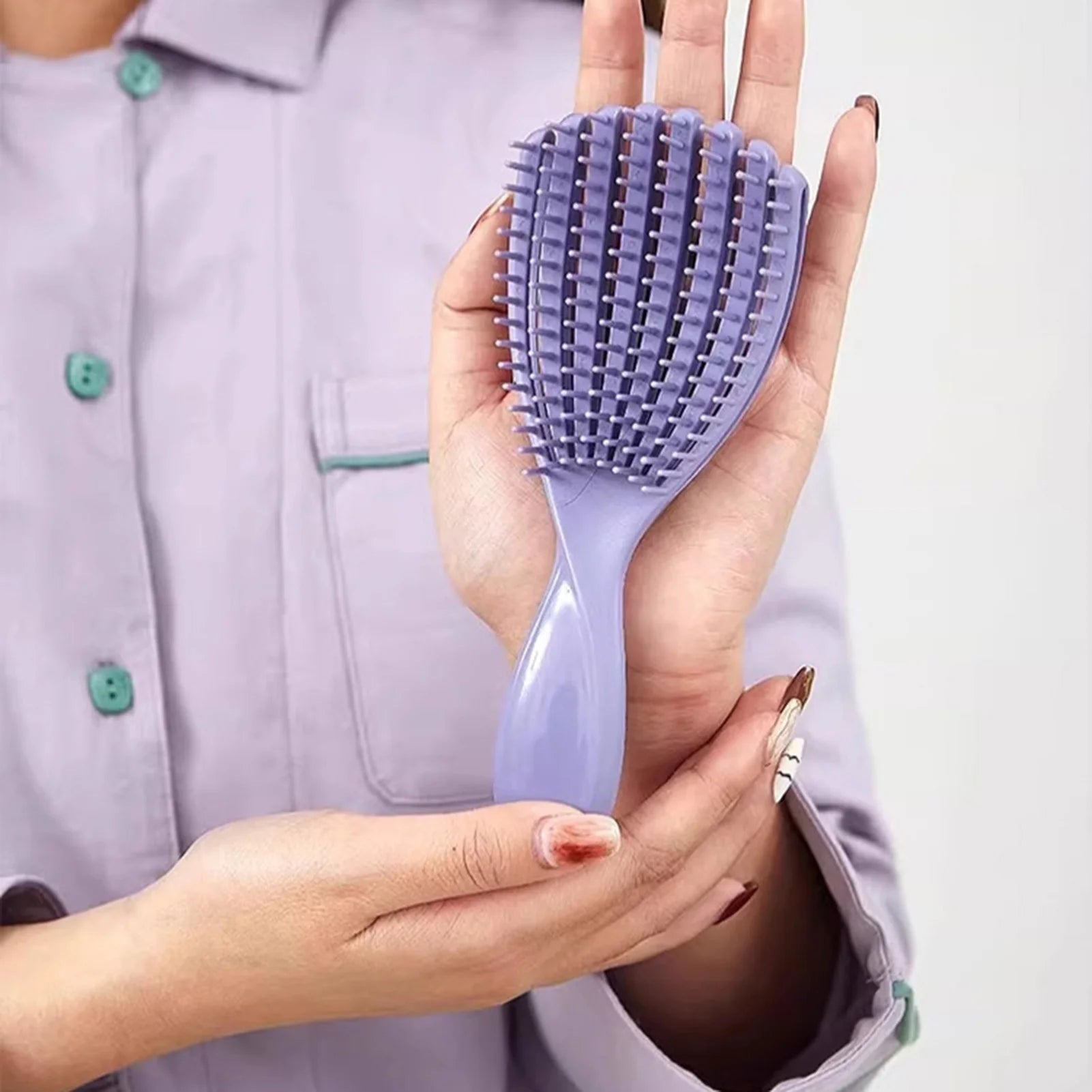 Anti-Static Detangling Brush Flexible Hollow Fluffy Curly Hair Styling Comb for Stubborn Hair Thick Wavy Hair