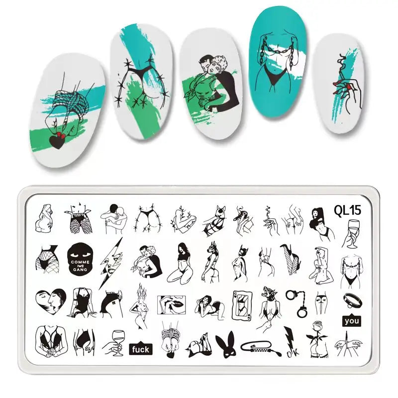 1PCS Blue Ocean Animal Nail Art Stamping Plates Fish Image Stencils for Nails Stamp Tools Manicure Template