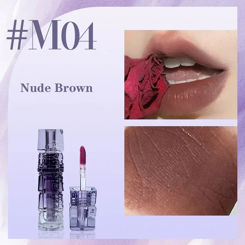 Dark Brown Matte Velvet Lip Gloss Waterproof Liquid Lipstick Nude Lip Tint Mud 6 Colors Lip Glaze Long Lasting Cosmetics Makeup