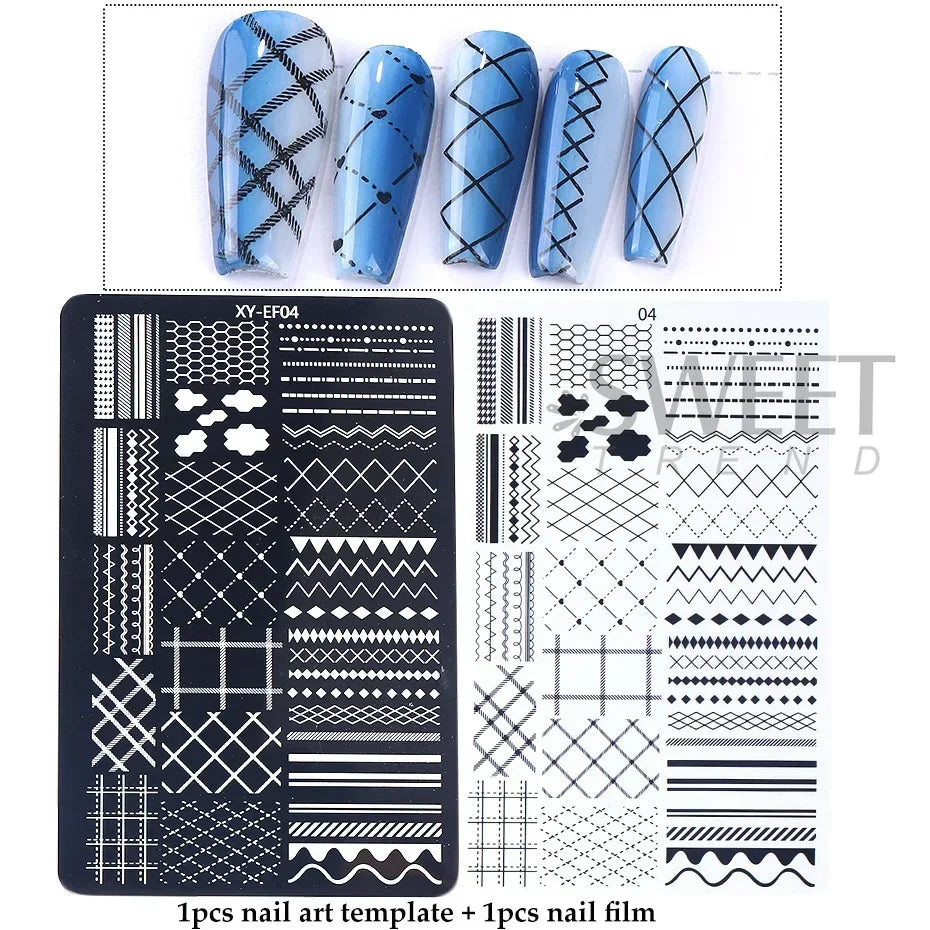 Lace Flower 3D Nail Art Stamping Plate Bow Heart Line Butterfly Printing Template Plate Floral Nail Art Stencils Manicure Tools