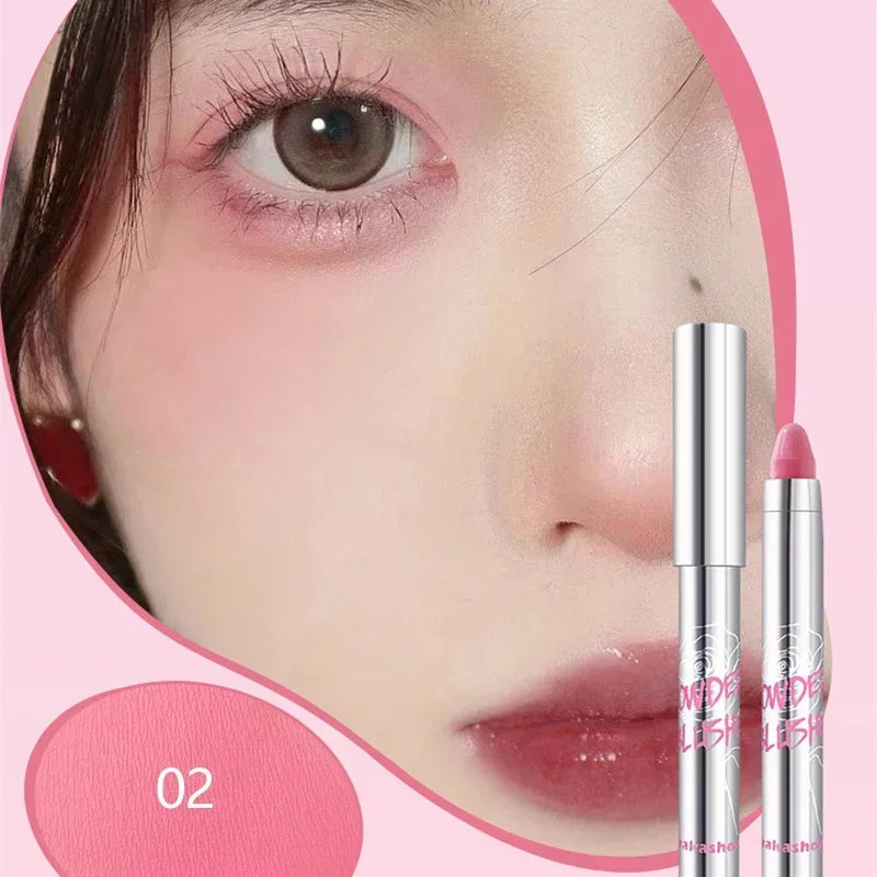 6 Colors Sweet Blush Stick Multi-use Eyes Cheeks Cream Eyeshadow Stick Long-lasting Waterproof Rouge Blusher Pencil Girls Makeup