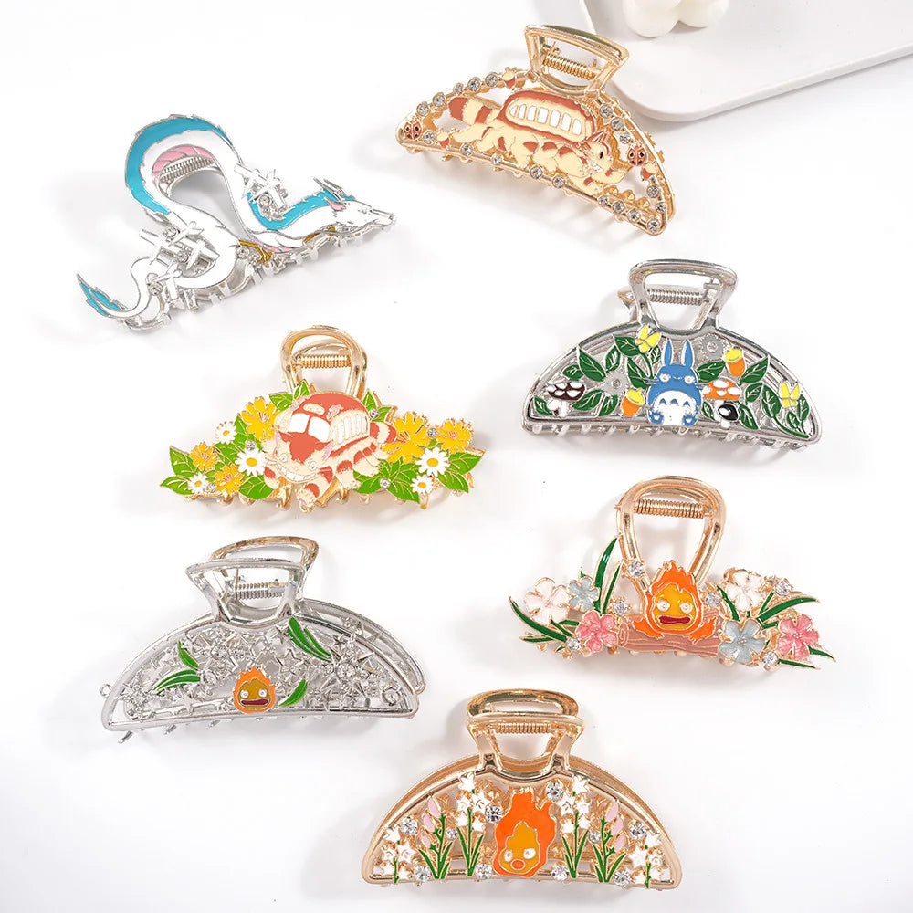 Vintage Anime Hair Claw Japanese Comic Cartoon Style Alloy Hair Clips Hair Accessories for Women Girls Unique Shark Clips