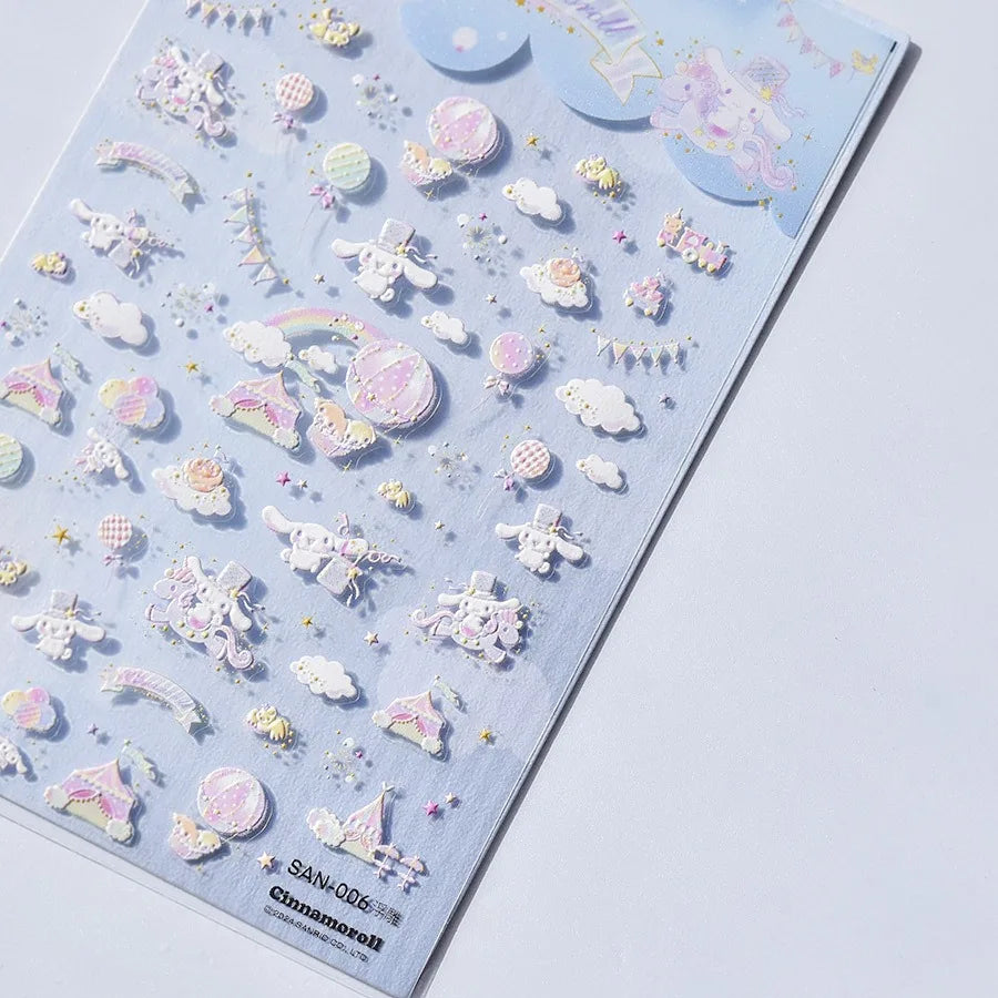 1PCS New Color Laser Hello Kitty Cartoon 5D Nail Stickers Sanrio Cinnamoroll Pochacco Nail Art Supplies DIY Nail Art Stickers