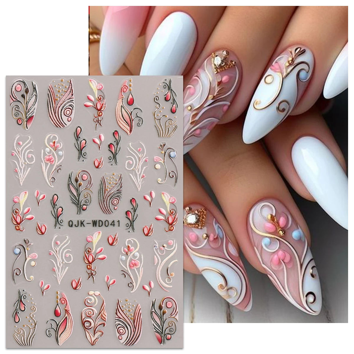2pcs bohemian pattern embossed nail art stickers, retro nostalgic theme, easy to apply nail decoration, DIY, holiday gifts,