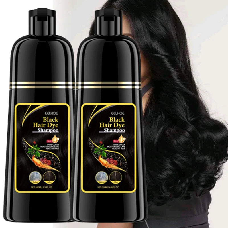 2pcs Black Hair Colouring Shampoo Natural Herbal Essence 3 in 1 Colouring Shampoo Clean Dandruff Removing for Covering White