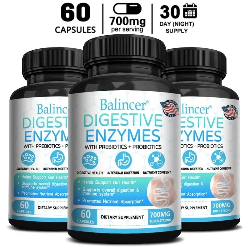 Digestive Enzyme with Prebiotic + Probiotic Supplement - Nutritional Digestive Health and Immune Support for Adult Men and Women