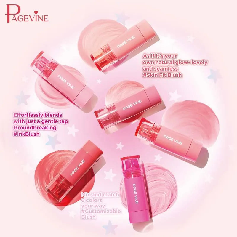PAGE VINE Liquid Blush Longlasting Velvet Ink Blusher Brightening Natural Matte Rouge Multi-Purpose Cheek Makeup Cosmetics