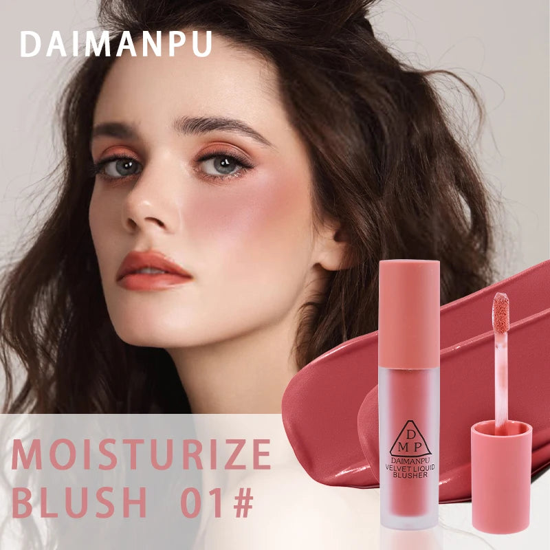Pink Liquid Powder Blusher Creates Healthy Ruddy Complexion Waterproof Moisturizing Hard To Take Off Makeup Facial Cosmetics