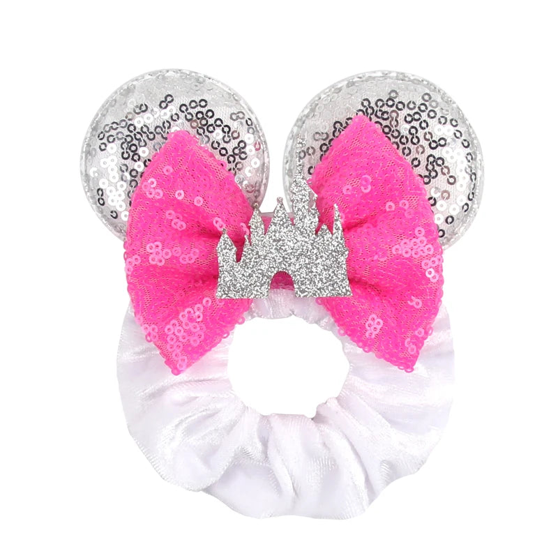 Women Ears Hair Scrunchies Velvet Hairbands For Girls Sequins Bows Headband Women Trip DIY Accessories Mouse Party Decor