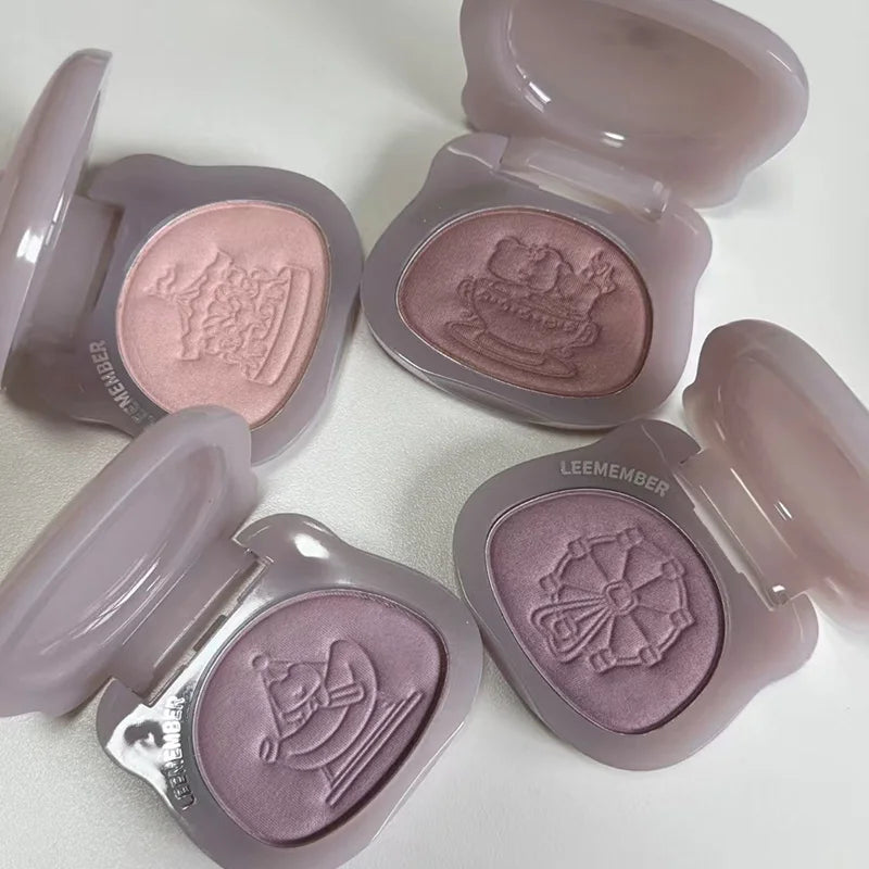 Leemember Stain Blush Baked Powder Soft Smooth Blusher Eyeshadow Gothic Nude Purple Natural Fine Flash Face Brighten Makeup