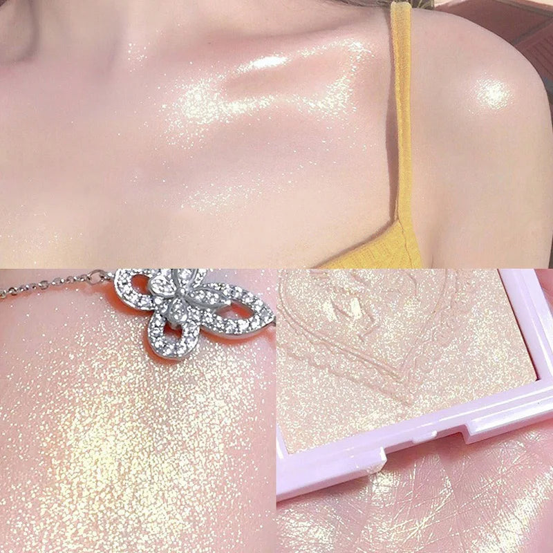 Champagne White Highlighter Powder Body Shiny Glitter Diamond Shimmer Brighten Highlight Face Contour Waterproof Lasting Makeup
