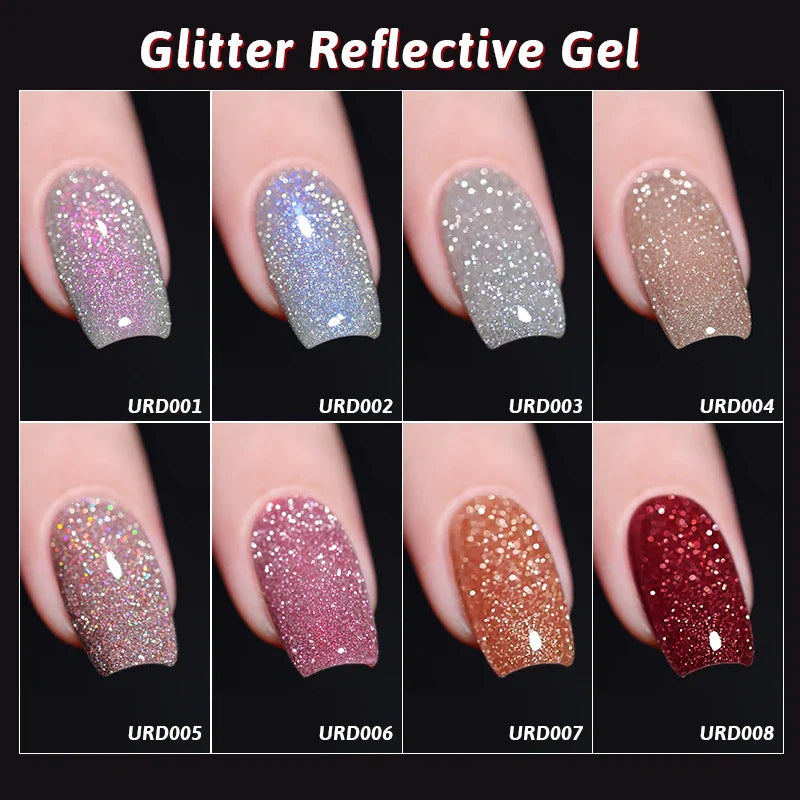 UR SUGAR 15ml Sliver Reflective Nail Gel Polish Shining Glitter Semi Permanent Soak Off UV Gel Sparkle Effect Nail Art Manicure