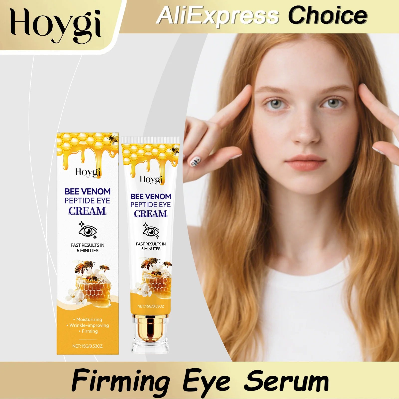 HOYGI Bee Venom Anti Dark Circle Eye Serum Firming Skin Remove Eye Bag Fade Fine Line Wrinkle Whitening Brighten Eye Care Cream