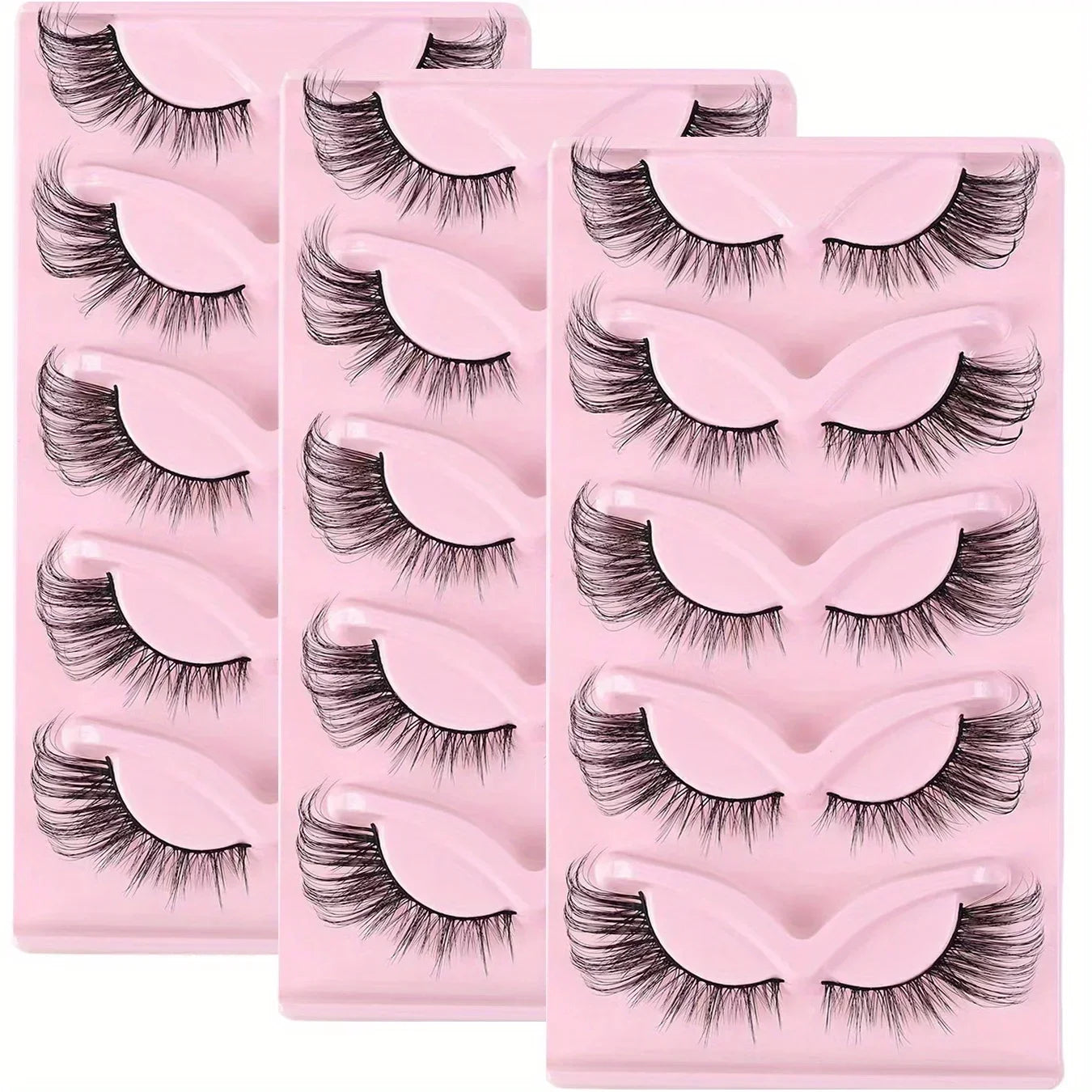 15Pairs 3-Pack Cat Eye Lashes Long Lashes Cat Eye Look Wispy Lashes Eye End Elongated Strip Thick False Eyelashes