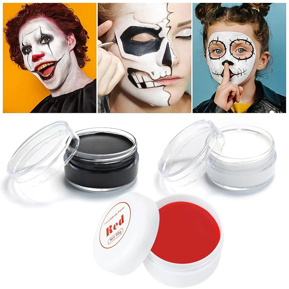 Professional Halloween Makeup Kit Face Body Paint White Black Red Special Effects Christmas Cosplay Party Supplies