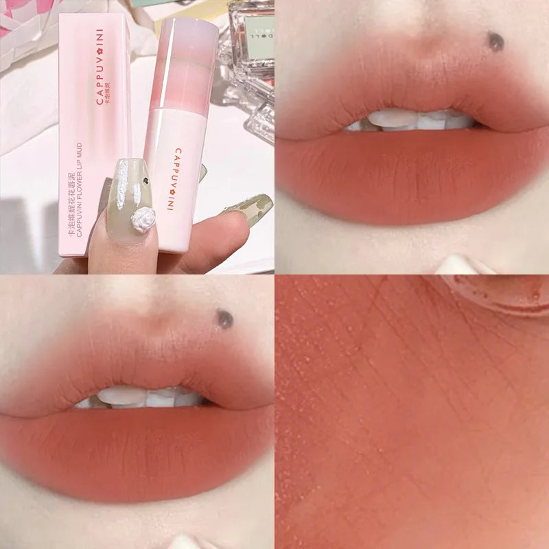 Matte Lip Gloss Liquid Lipstick Long Lasting Non-stick Cup Lip Mud Nude Rose Red Pigment Moisturizing Lip Tint Korean Cosmetics