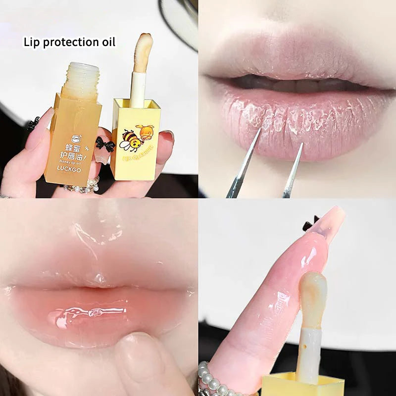 Cappuvini Honey Lip Care Set | Lip Wrinkle Reduction Softening Dead Skin Exfoliating | Mild Ingredients Non-Irritating Moisturizing Lip Oil Lip Mask | For Students