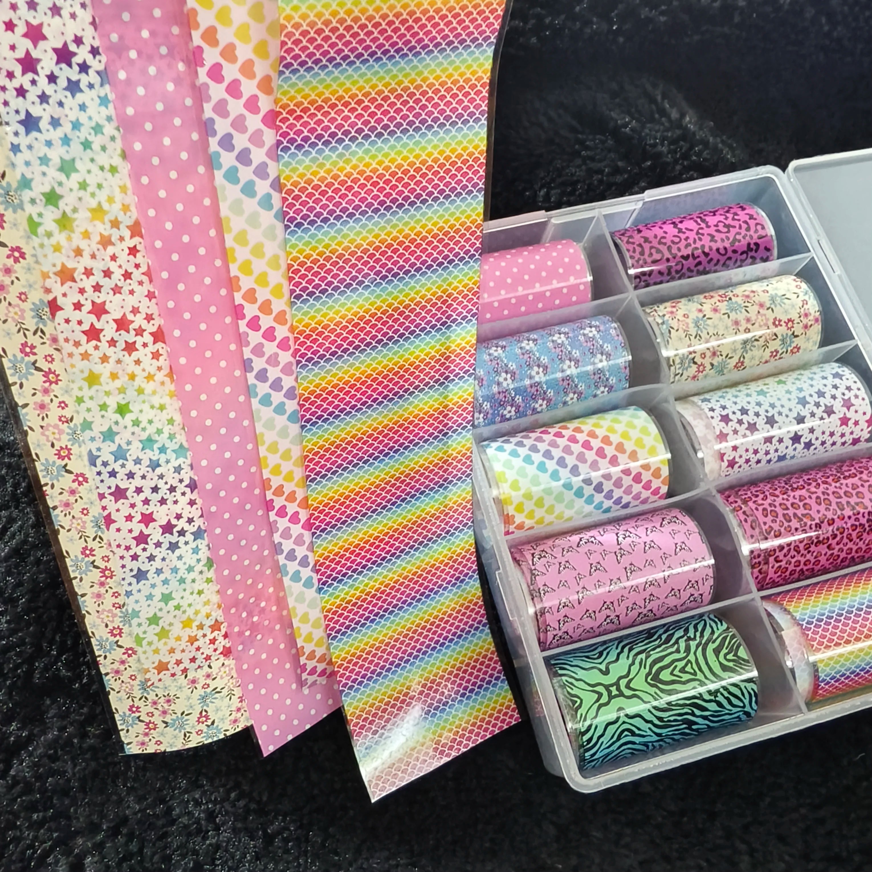 10Rolls Halloween Flower Plaid Angel Marble Bow Nail Foils Transfer Paper Nail Art Stickers Decal Nails Decoration