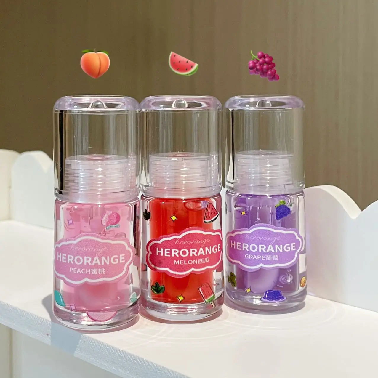 1/3Pcs Grape Glass Lip Gloss Non-sticky Lip Oil Long-lasting Moisturizing Plumping Korean Lip Care Serum Primer Big Brush Head