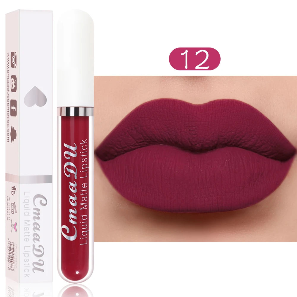CmaaDu 1 Pcs Matte Lip Gloss Liquid Lipstick- Lip Stains with Long-Lasting Waterproof, Adult Age Range, Red Tones Easy to Color
