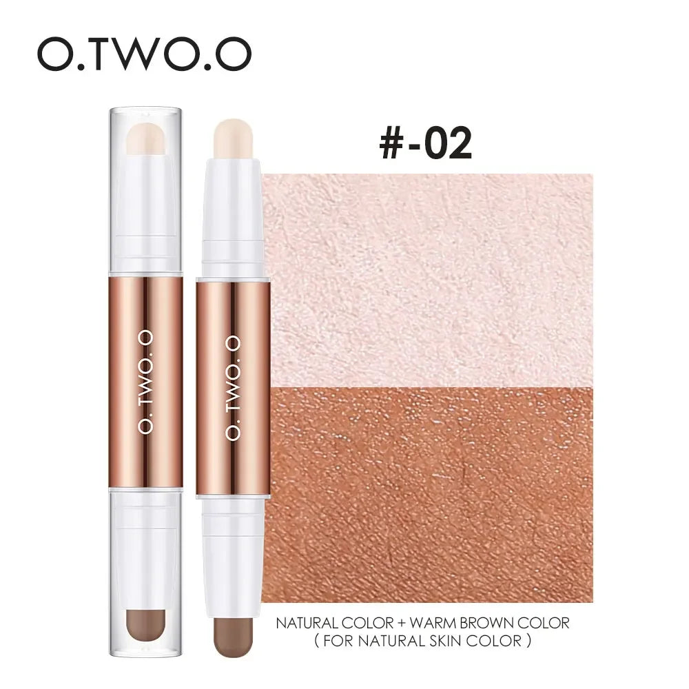 O.TWO.O Double-Headed Contour Stick Waterproof Matte Highlighter Concealer Clavicle Shadow Pen 3D Face Highlighting Makeup Pen